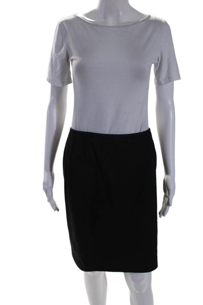 Calvin Klein Womens Back Zip Knee Length Pencil Skirt Gray Wool Size 4