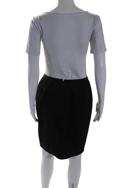 Calvin Klein Womens Back Zip Knee Length Pencil Skirt Gray Wool Size 4