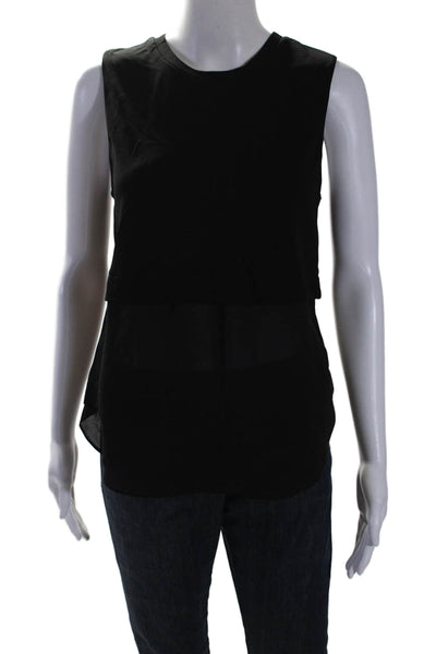 ALC Womens Sleeveless Scoop Neck Tiered Top Blouse Black Size Small