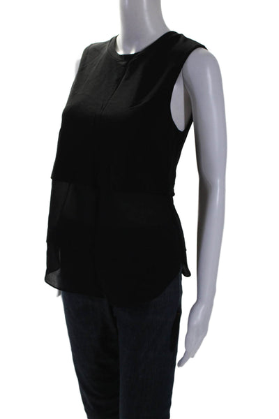 ALC Womens Sleeveless Scoop Neck Tiered Top Blouse Black Size Small