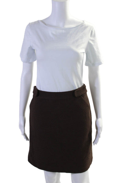 Milly Of New York Womens Cotton Brown Textured Pockets Lined Mini Skirt Size 4