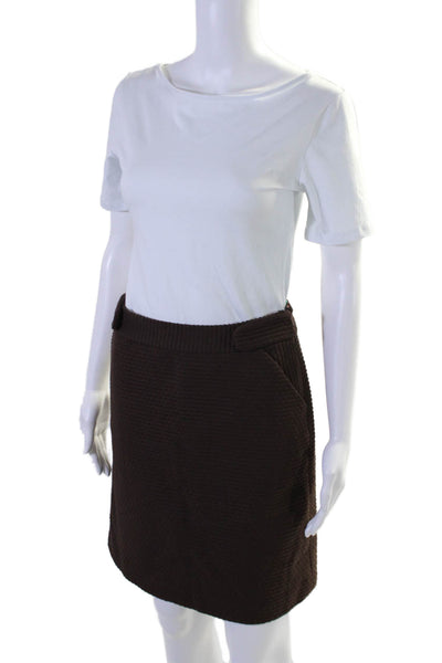 Milly Of New York Womens Cotton Brown Textured Pockets Lined Mini Skirt Size 4