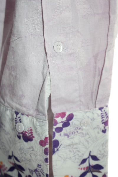 Ted Baker Womens Collar Cuff Floral Sleeve Button Up Blouse Purple Size 6