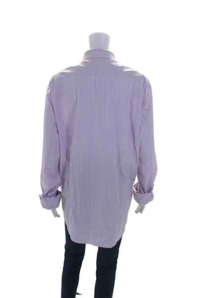 Ted Baker Womens Cotton Collar Button Up Striped Blouse Purple Size 14