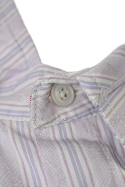 Ted Baker Womens Cotton Collar Button Up Striped Blouse Purple Size 14