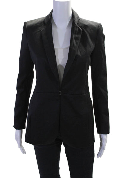 Rag & Bone Womens Black Wool One Hook Front Pockets Long Sleeve Blazer Size 00