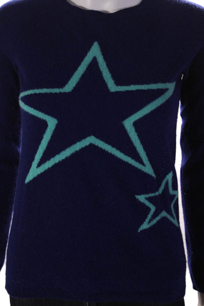 Aqua Cashmere Womens Dark Purple Cashmere Star Print Pullover Sweater Top Size L