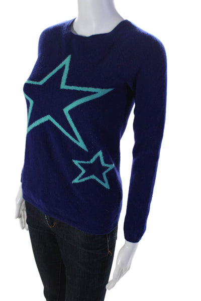 Aqua Cashmere Womens Dark Purple Cashmere Star Print Pullover Sweater Top Size L