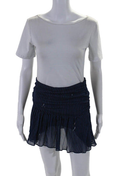 Etoile Isabel Marant Womens Textured Ruffle Zip Ruched Mini Skirt Blue Size EUR