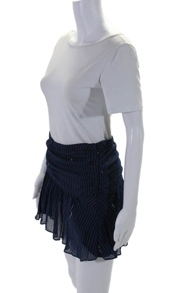 Etoile Isabel Marant Womens Textured Ruffle Zip Ruched Mini Skirt Blue Size EUR