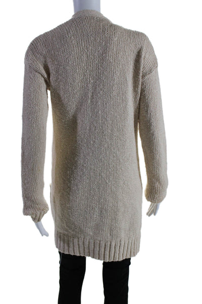 Theory Womens Long Sleeves Sella Cardigan Sweater Beige Cotton Size Small