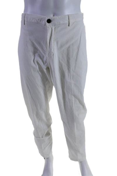 Theory Mens Jetted Pocket Straight Leg Zipped Button Closure Pants White Size 40