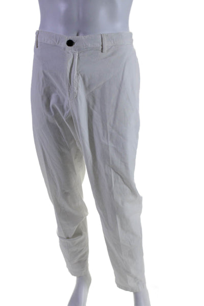 Theory Mens Jetted Pocket Straight Leg Zipped Button Closure Pants White Size 40