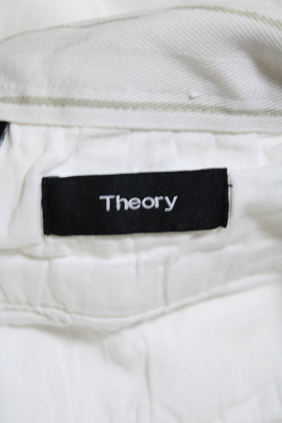 Theory Mens Jetted Pocket Straight Leg Zipped Button Closure Pants White Size 40