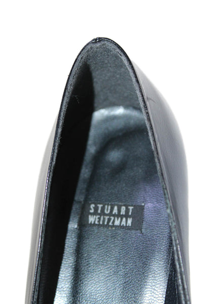 Stuart Weitzman Womens Leather Bow Detail Pointed Toe Heels Pumps Black Size 7.5