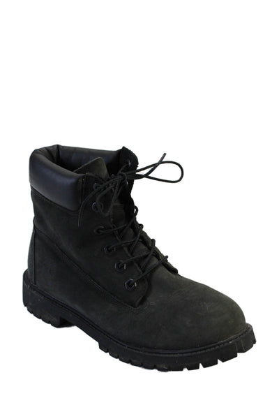 Timberland Women's Round Toe Lace Up Lug Sole Combat Boots Black Size 6