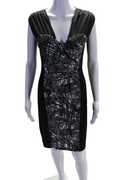 BCBGMAXAZRIA Women's V-Neck Sleeveless Rouge Mini Dress Black White Size S