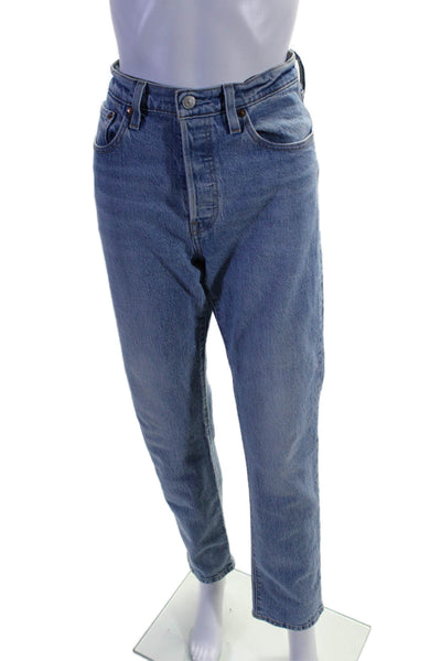 Levis Womens Button Fly High Rise Medium Wash Straight Leg Jeans Blue Size 27