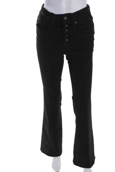 Good American Womens Cotton Zip Button Wide Leg Flare Jeans Black Size EUR 26