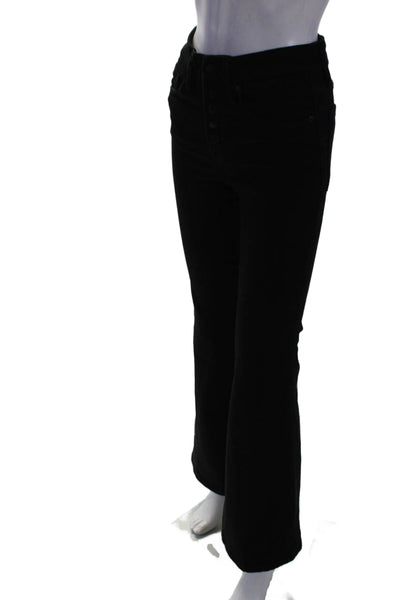 Good American Womens Cotton Zip Button Wide Leg Flare Jeans Black Size EUR 26