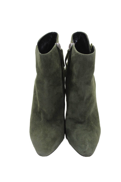 Giuseppe Zanotti Womens Zip Buckle Pointed Toe Stiletto Heel Booties Green Size