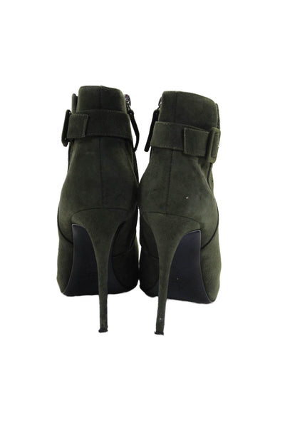 Giuseppe Zanotti Womens Zip Buckle Pointed Toe Stiletto Heel Booties Green Size