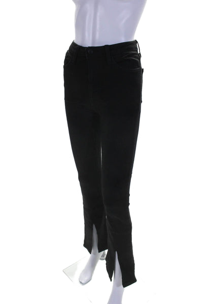 Just Black Denim Womens Black High Rise Slit Ankle Flare Leg Jeans Size 25