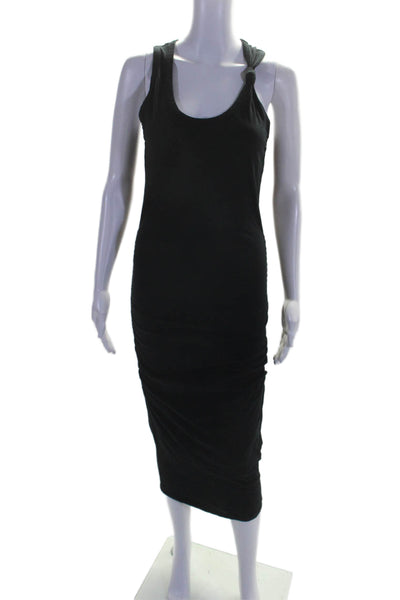 Philanthropy Womens Black Scoop Neck Sleeveless Ruched Bodycon Dress Size S