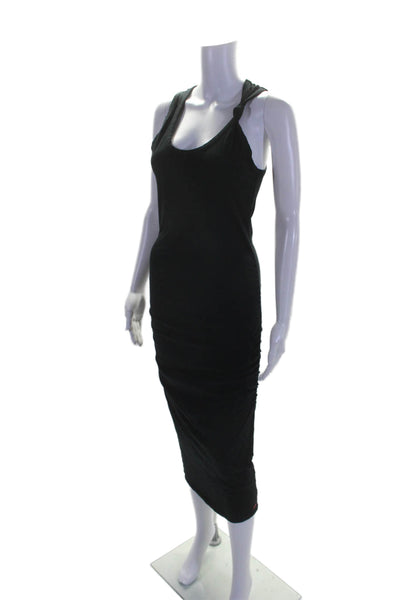 Philanthropy Womens Black Scoop Neck Sleeveless Ruched Bodycon Dress Size S