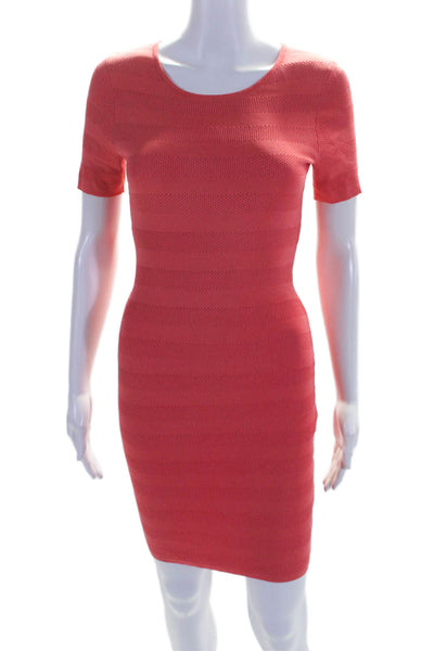 Torn by Ronny Kobo Womens Bright Red Textured Scoop Neck Bodycon Dress Size S