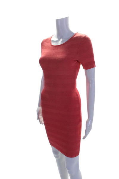 Torn by Ronny Kobo Womens Bright Red Textured Scoop Neck Bodycon Dress Size S