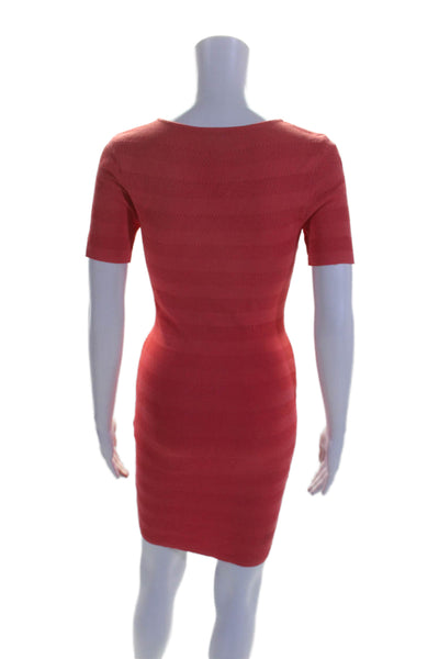 Torn by Ronny Kobo Womens Bright Red Textured Scoop Neck Bodycon Dress Size S