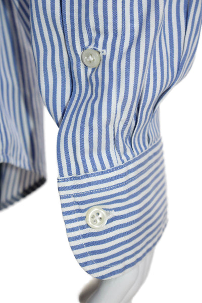 Ralph Lauren Mens Cotton Striped Long Sleeve Button Up Shirt Blue Size 17 36/37