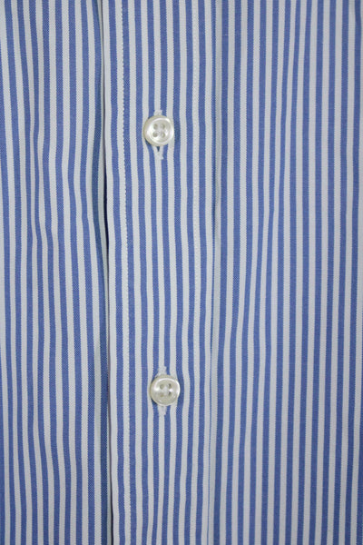 Ralph Lauren Mens Cotton Striped Long Sleeve Button Up Shirt Blue Size 17 36/37