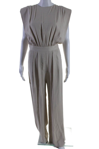 Nonchalant Label Womens Sleeveless Wide Leg Jumpsuit Beige Size Small