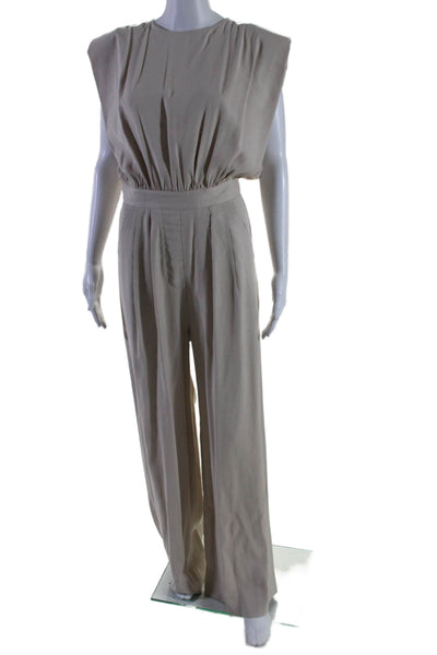 Nonchalant Label Womens Sleeveless Wide Leg Jumpsuit Beige Size Small