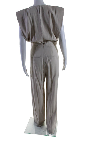 Nonchalant Label Womens Sleeveless Wide Leg Jumpsuit Beige Size Small