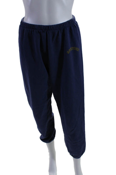 SPRWMN Womens Long Sleeve Crew Neck Sweat Shirt & Sweatpants Set Blue Medium