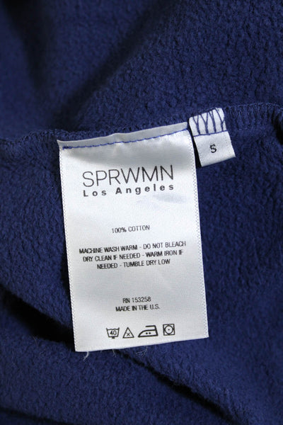 SPRWMN Womens Long Sleeve Crew Neck Sweat Shirt & Sweatpants Set Blue Medium