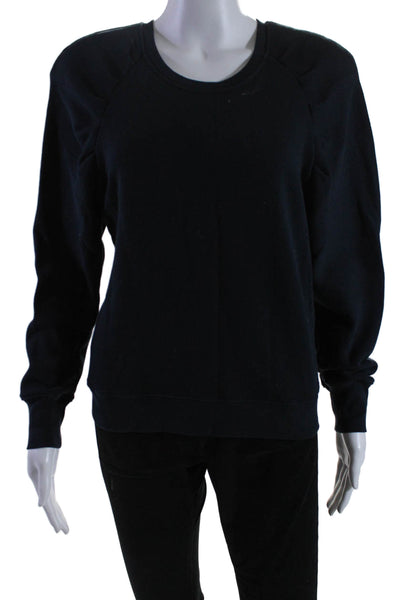 Joie Womens Long Sleeve Padded Shoulder Crewneck Sweatshirt Black Small