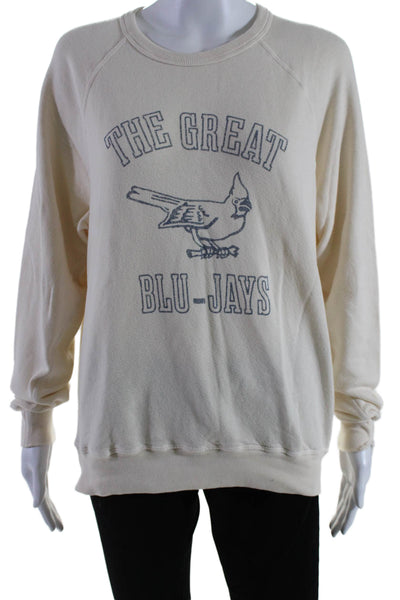 The Great Womens Long Sleeve Crew Neck Graphic Sweatshirt Beige Size 0