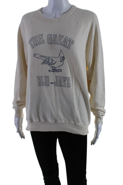 The Great Womens Long Sleeve Crew Neck Graphic Sweatshirt Beige Size 0