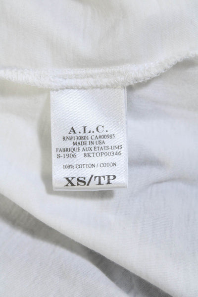 A.L.C. Womens Cotton White Crew Neck Puff 3/4 Sleeve Blouse Top Size XS