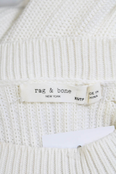 Rag & Bone Womens Cotton White Crew Neck Long Sleeve Pullover Sweater Top SizeXS