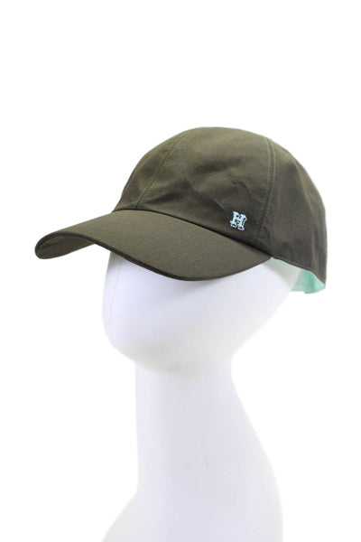 Hermes Mens Button Closure Baseball Cap Hat Green Sky Blue Cotton Size EUR 58