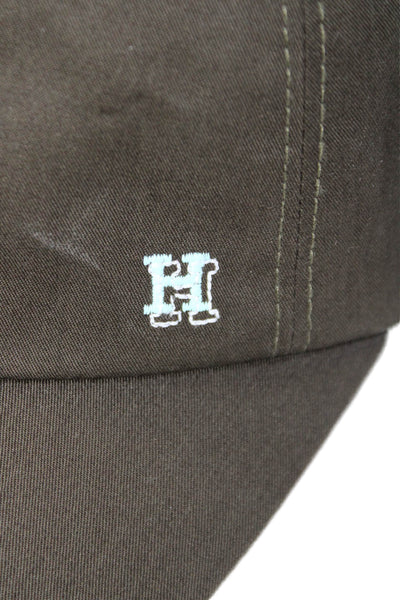 Hermes Mens Button Closure Baseball Cap Hat Green Sky Blue Cotton Size EUR 58