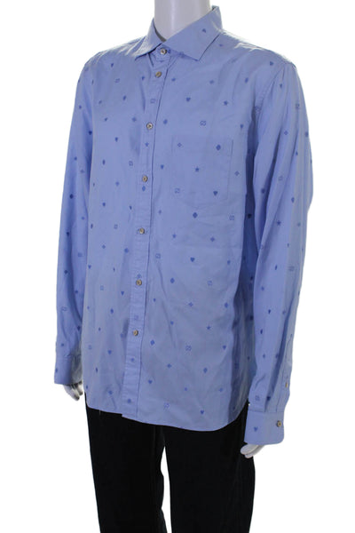 Gucci Mens Long Sleeves Button Down Dress Shirt Sky Blue Cotton Size 44 17.5