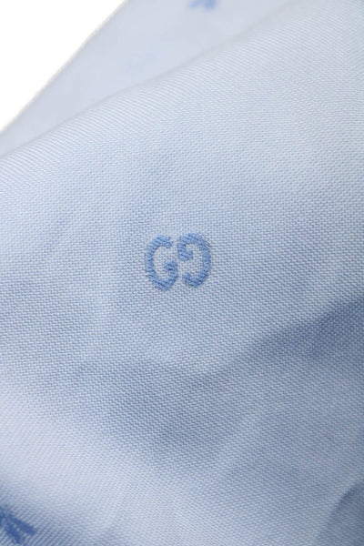 Gucci Mens Long Sleeves Button Down Dress Shirt Sky Blue Cotton Size 44 17.5