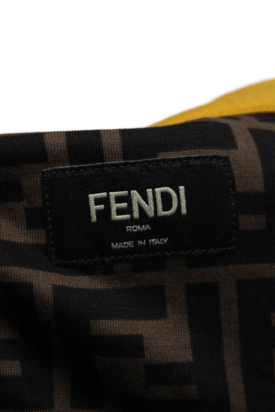 Fendi Mens Zucca Print Tee Shirt Brown Black Cotton Size Extra Extra Large