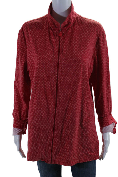 Gianni Versace Womens Long Sleeve Spotted Collared Full Zip Top Red 46